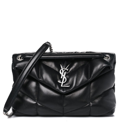 Saint Laurent Lambskin Quilted Small Loulou Puffer Monogram Chain Satchel Black 1 of 11