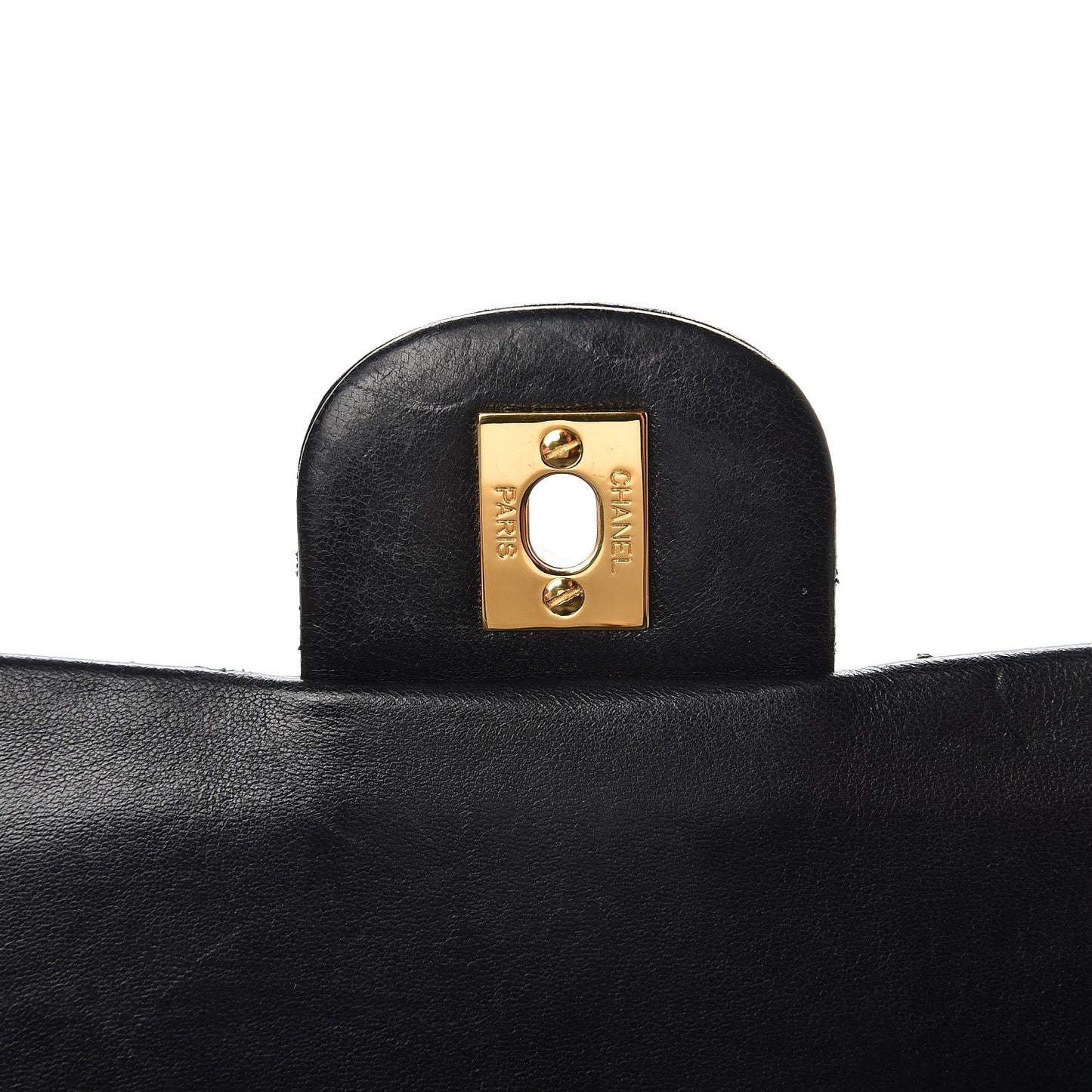 Lambskin Chevron Quilted Medium Double Flap Black