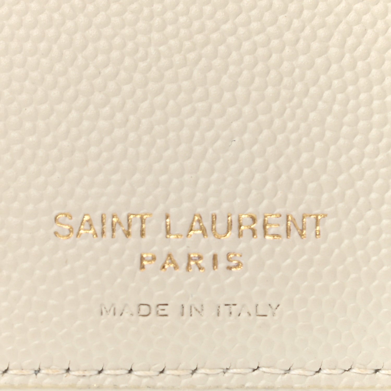 Saint Laurent Grain De Poudre Matelasse Chevron Monogram Zipped Card Case Crema Soft 6 of 9