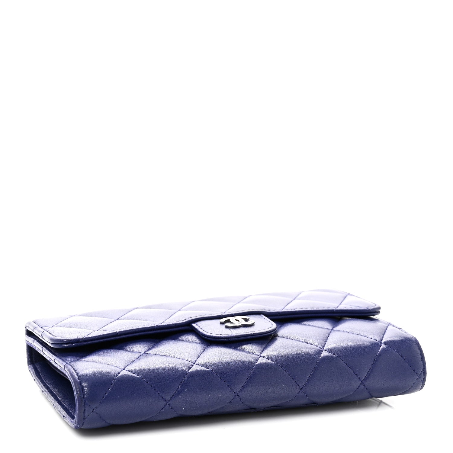Chanel Lambskin Quilted Large Flap Wallet Blue 4 of 8
