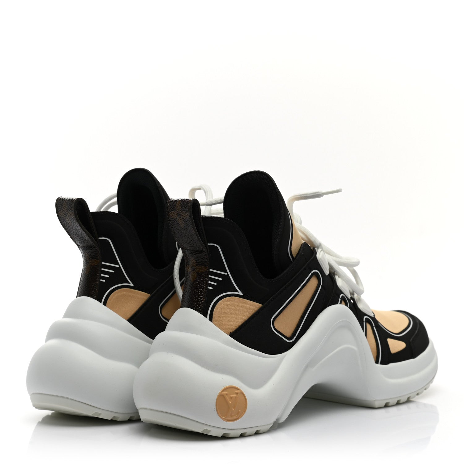 Louis Vuitton Calfskin Technical Nylon LV Archlight Sneakers 35.5 Beige Black 4 of 10