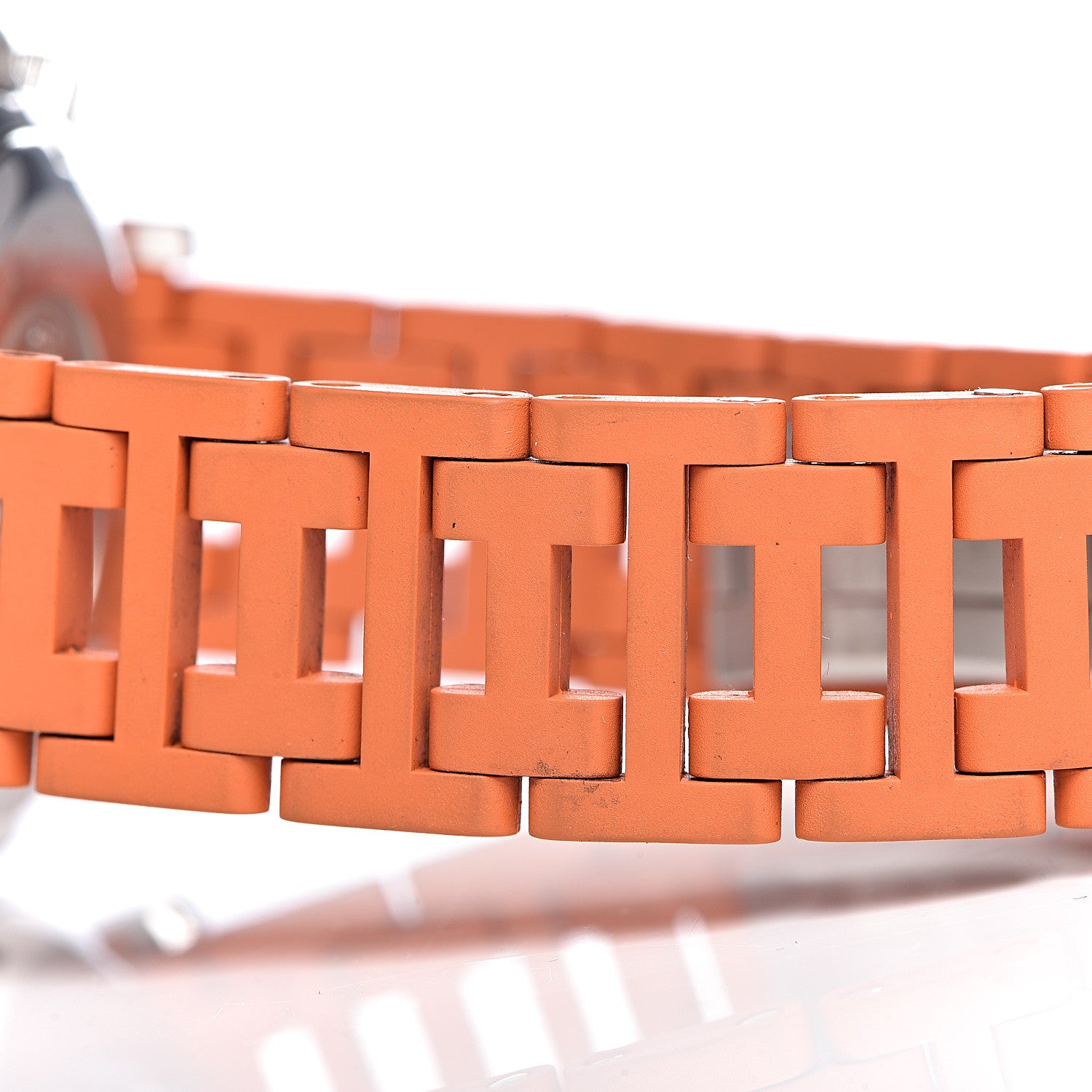 Hermes Stainless Steel Rubber 39mm Clipper Chronograph Quartz Watch Orange 9 of 11