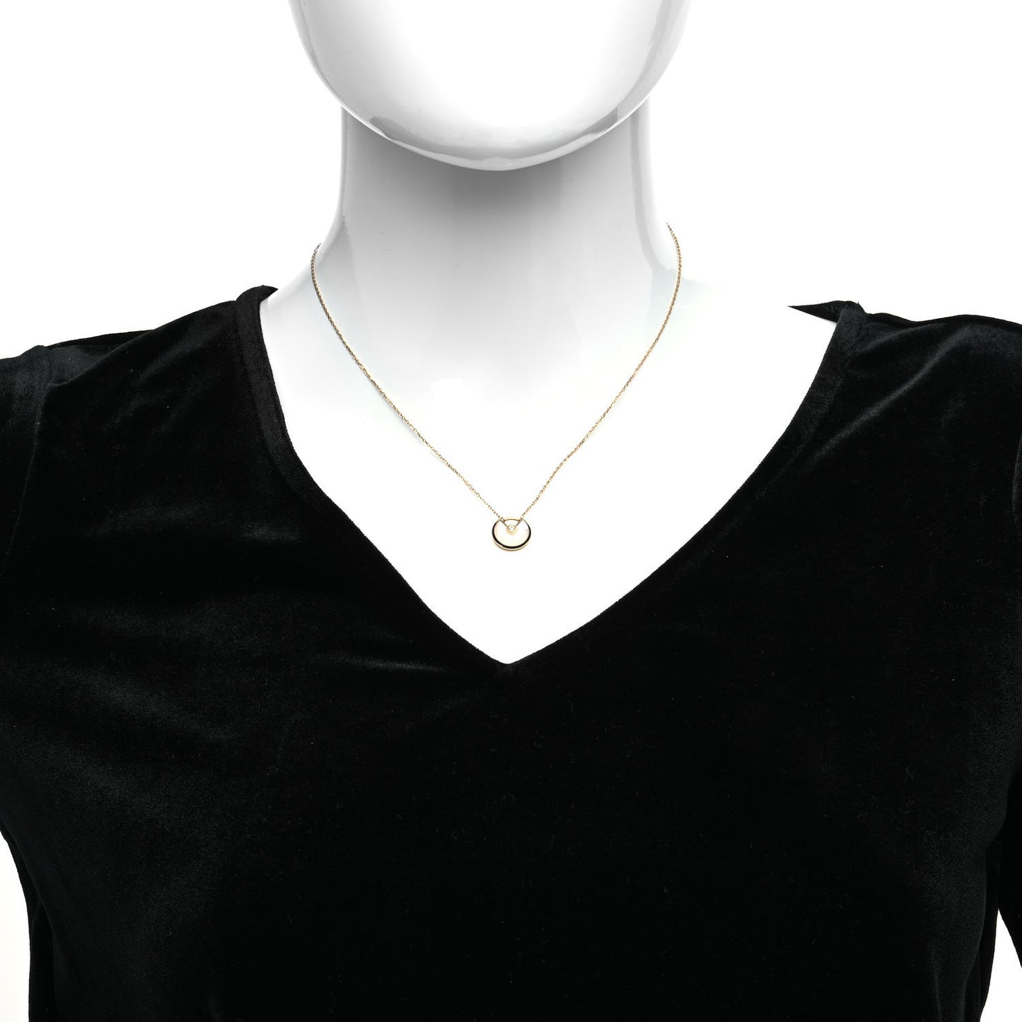 18K Yellow Gold Diamond Mother of Pearl XS Amulette de Cartier Pendant Necklace