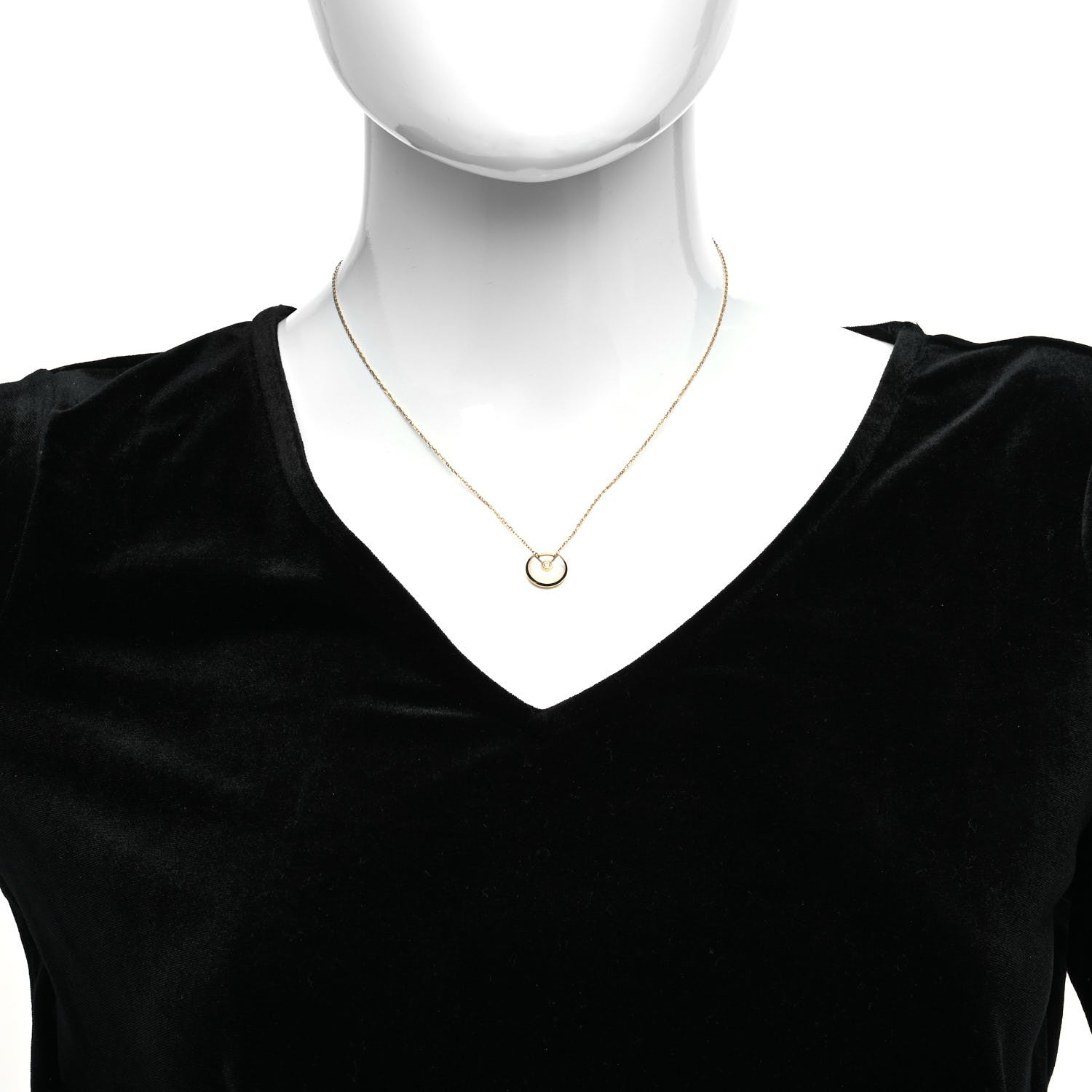 Cartier 18K Yellow Gold Diamond Mother of Pearl XS Amulette de Cartier Pendant Necklace 2 of 6