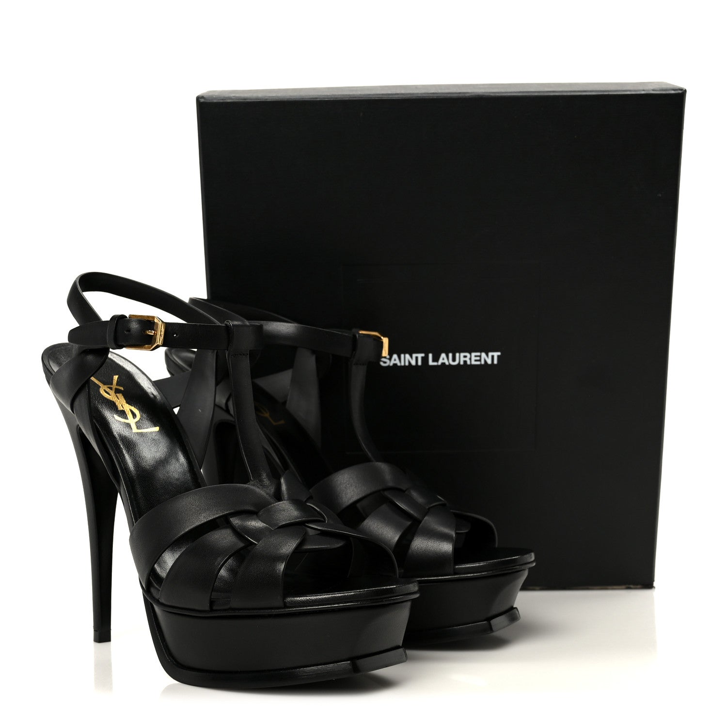 Saint Laurent Calfskin Tribute 105 Platform Sandals 39.5 Black 10 of 10