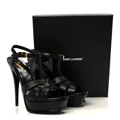 Saint Laurent Calfskin Tribute 105 Platform Sandals 39.5 Black 10 of 10