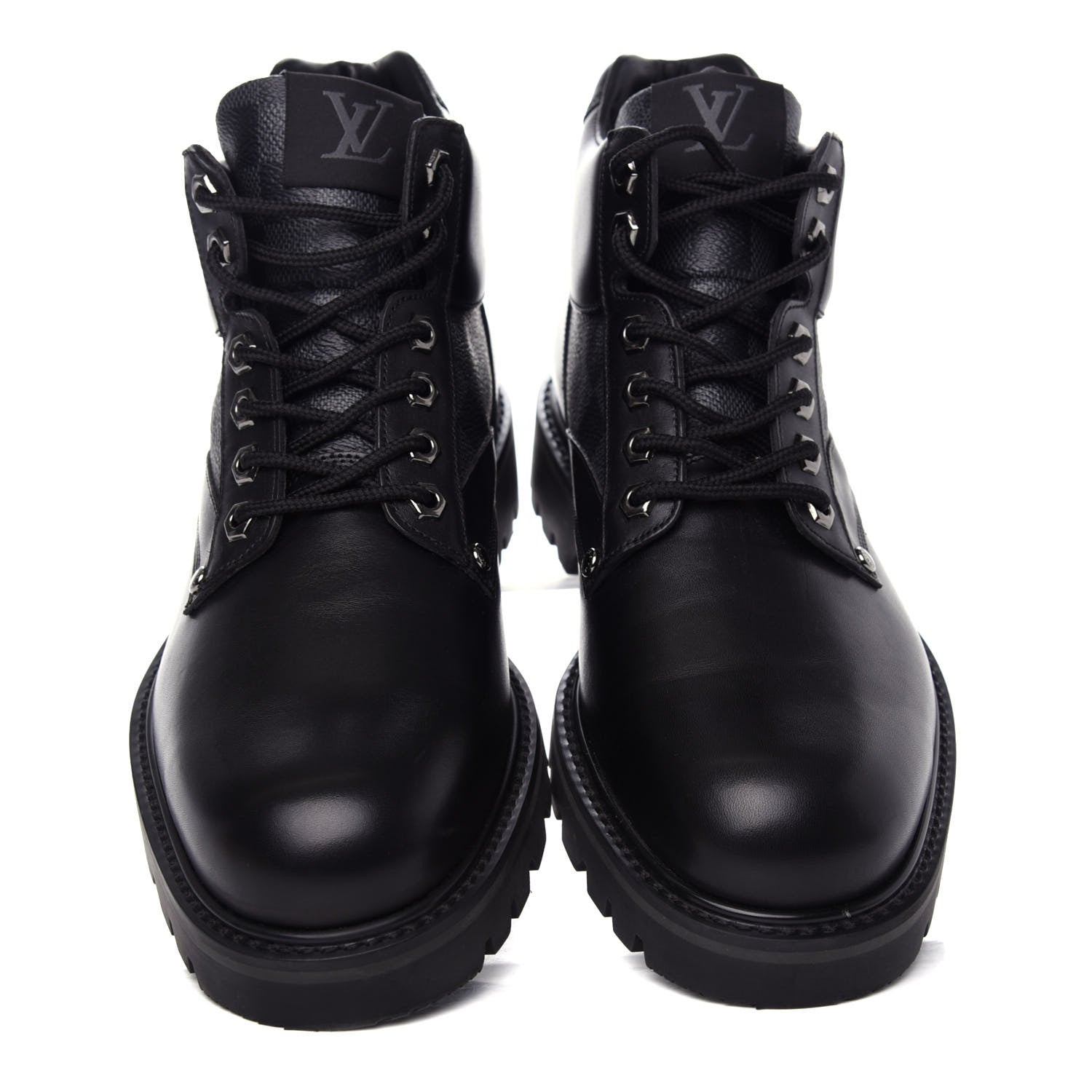 Louis Vuitton Calfskin Damier Graphite Oberkampf Ankle Boots 7.5 Black 4 of 10