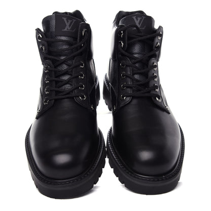 Louis Vuitton Calfskin Damier Graphite Oberkampf Ankle Boots 7.5 Black 4 of 10