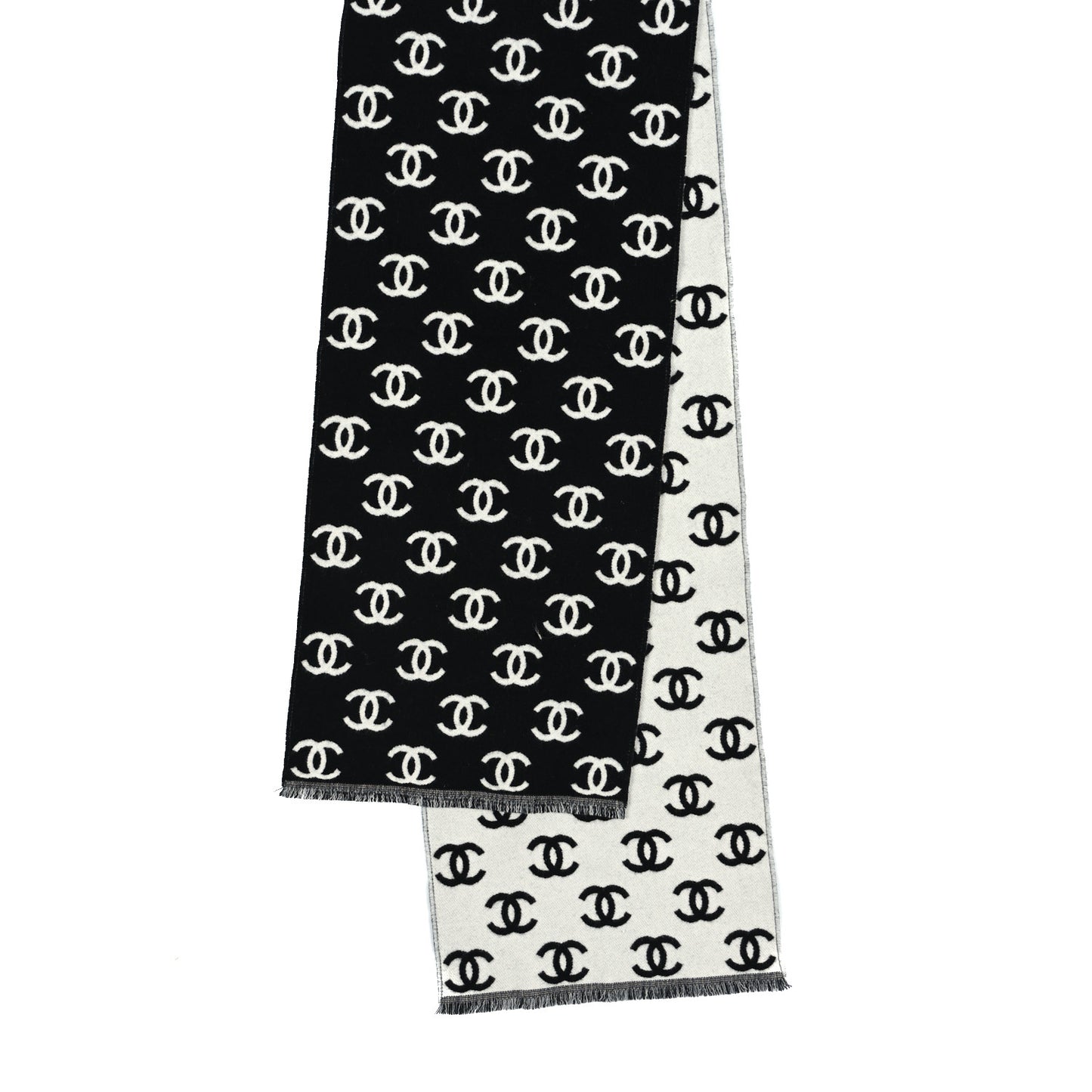 Wool Cashmere CC Scarf Black White