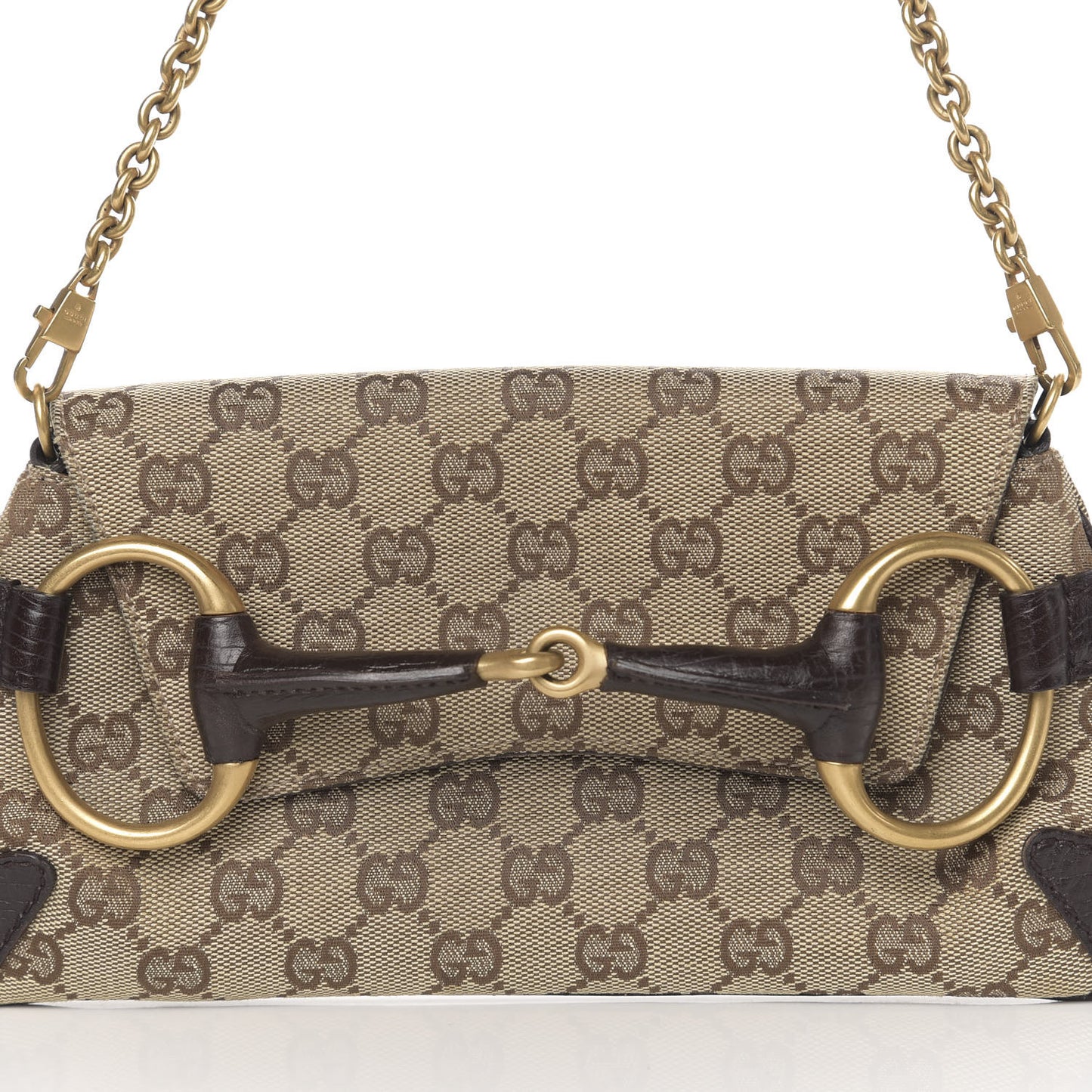 Monogram Horsebit Clutch Dark Brown
