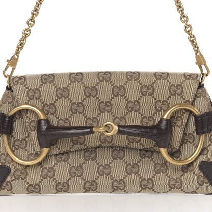 Gucci Monogram Horsebit Clutch Dark Brown 10 of 10