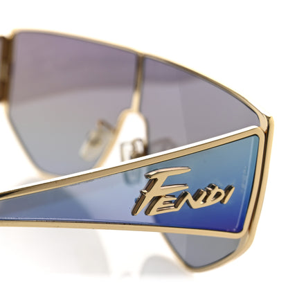 Fendi Metal Disco Geometric Sunglasses FE 40051/U Gold Blue Mirror 9 of 10