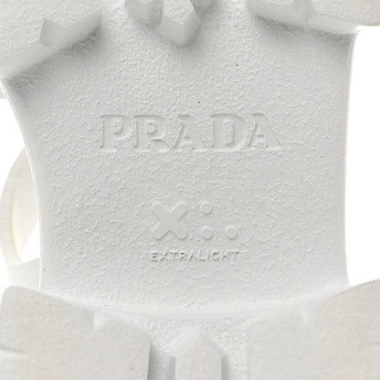Prada Foam Rubber Metal Triangle Logo Monolith 55mm Cage Sandals 39 White 8 of 9