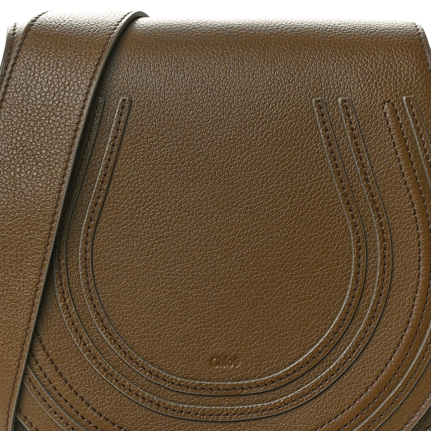 Chloe Grained Calfskin Small Marcie Saddle Bag Dark Khaki 7 of 9