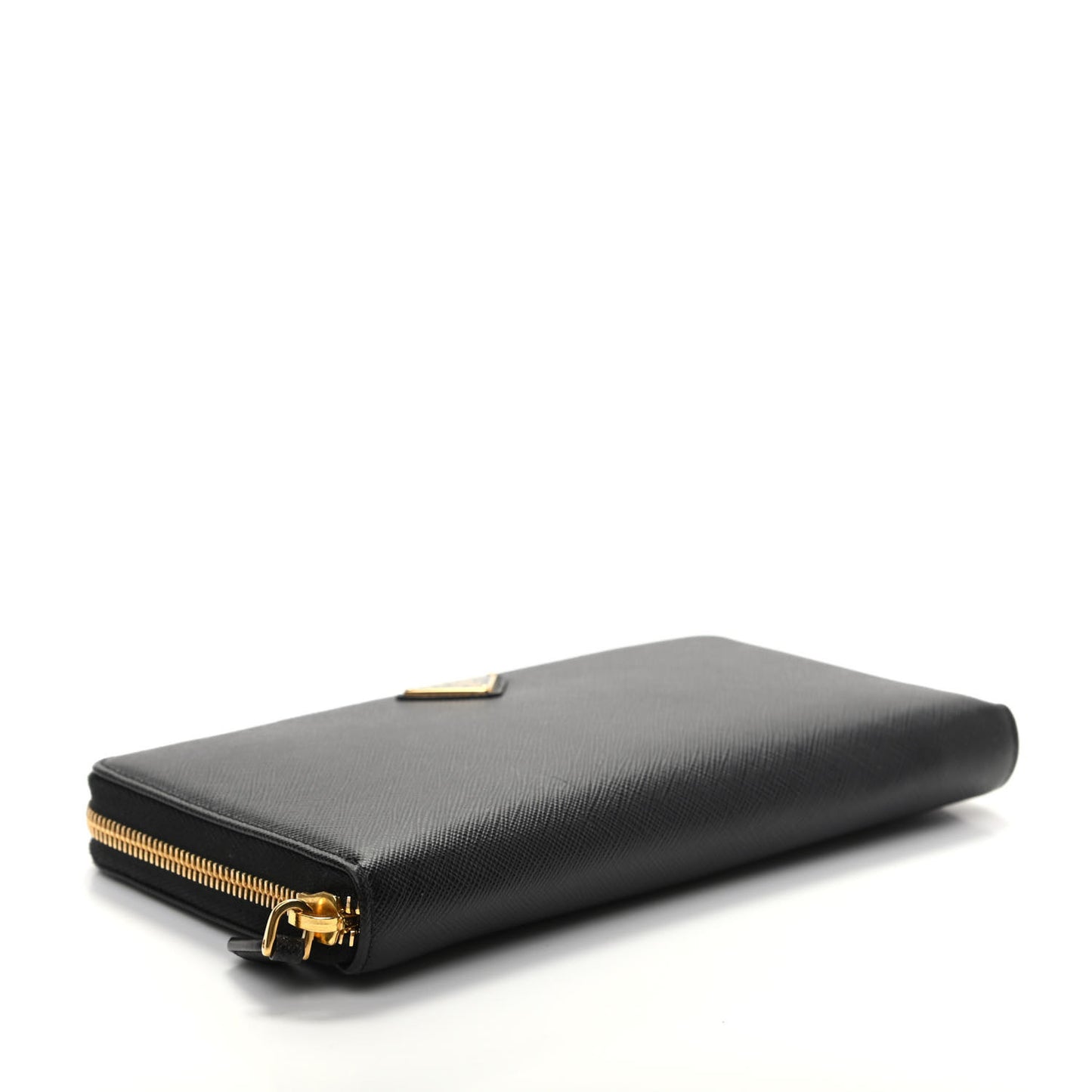 Saffiano Metal Large Zip Around Travel Wallet Black