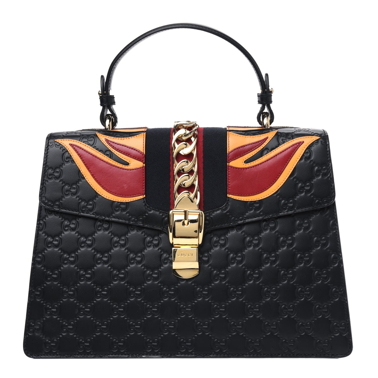 Gucci Guccissima Signature Medium Sylvie Top Handle Bag Black 1 of 6