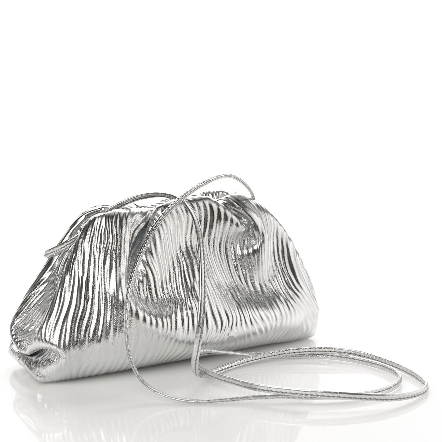 Metallic Bark Calfskin The Mini Pouch Silver