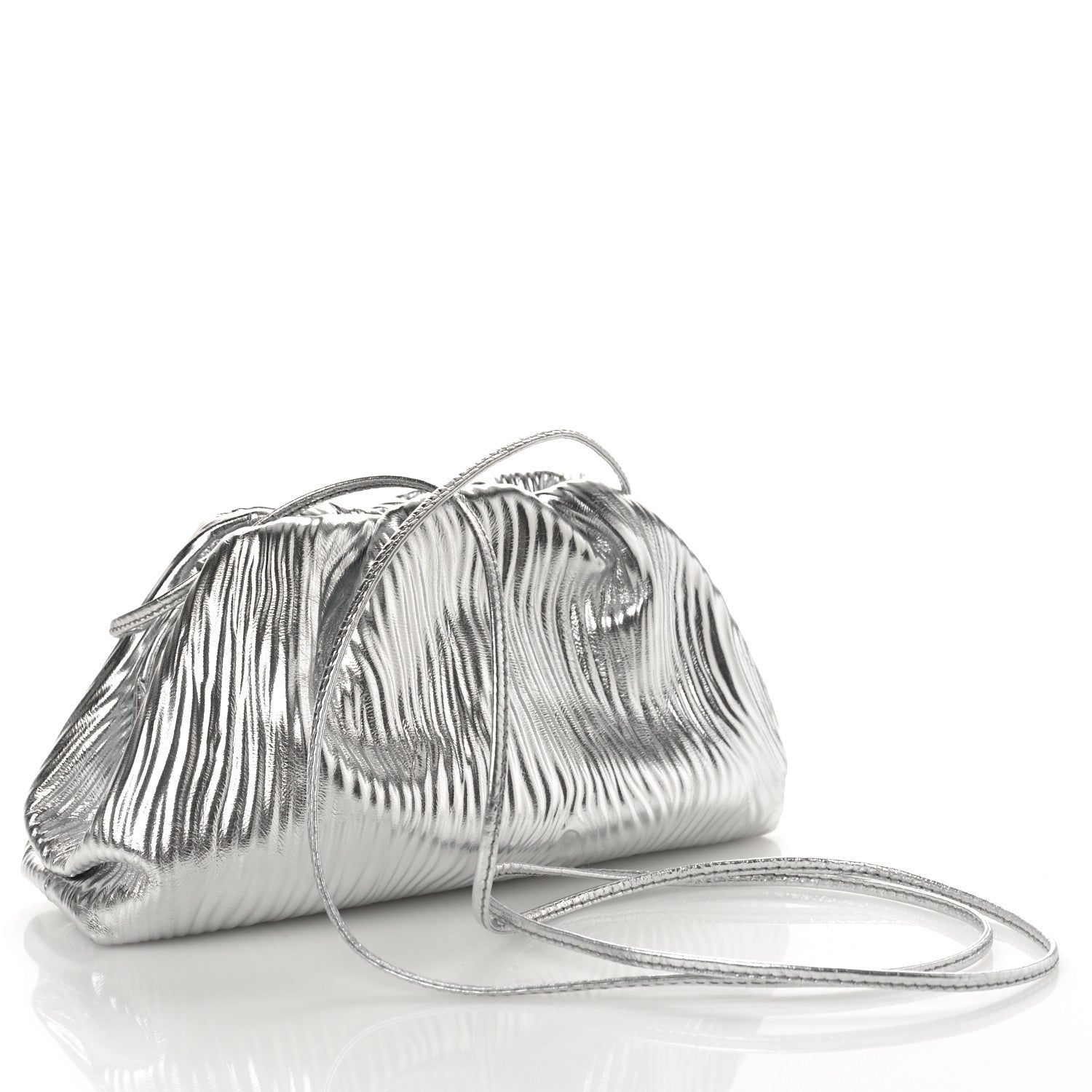 Bottega Veneta Metallic Bark Calfskin The Mini Pouch Silver 3 of 10
