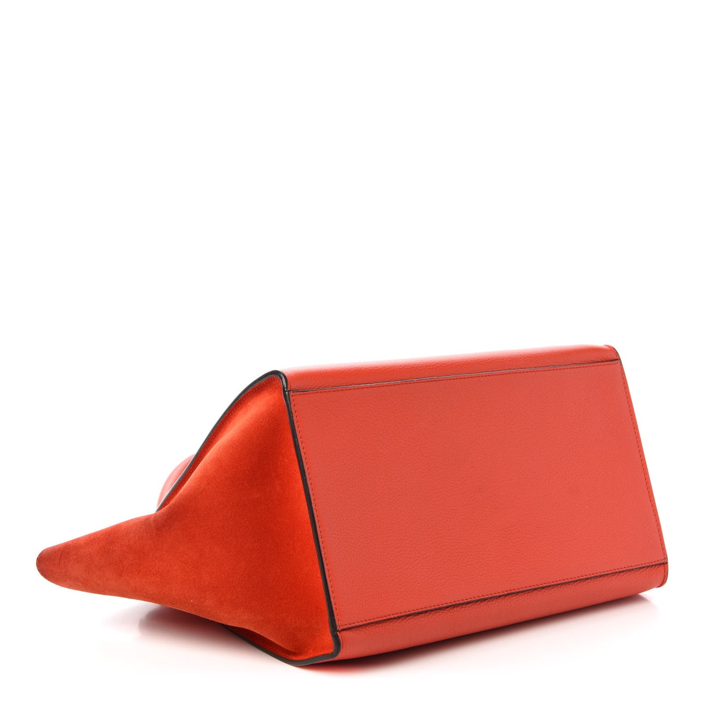 Drummed Calfskin Suede Medium Trapeze Vermillion