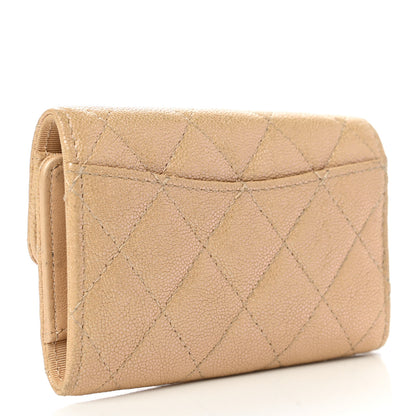 Chanel Iridescent Caviar Quilted Classic 4 Key Holder Wallet Beige 3 of 11