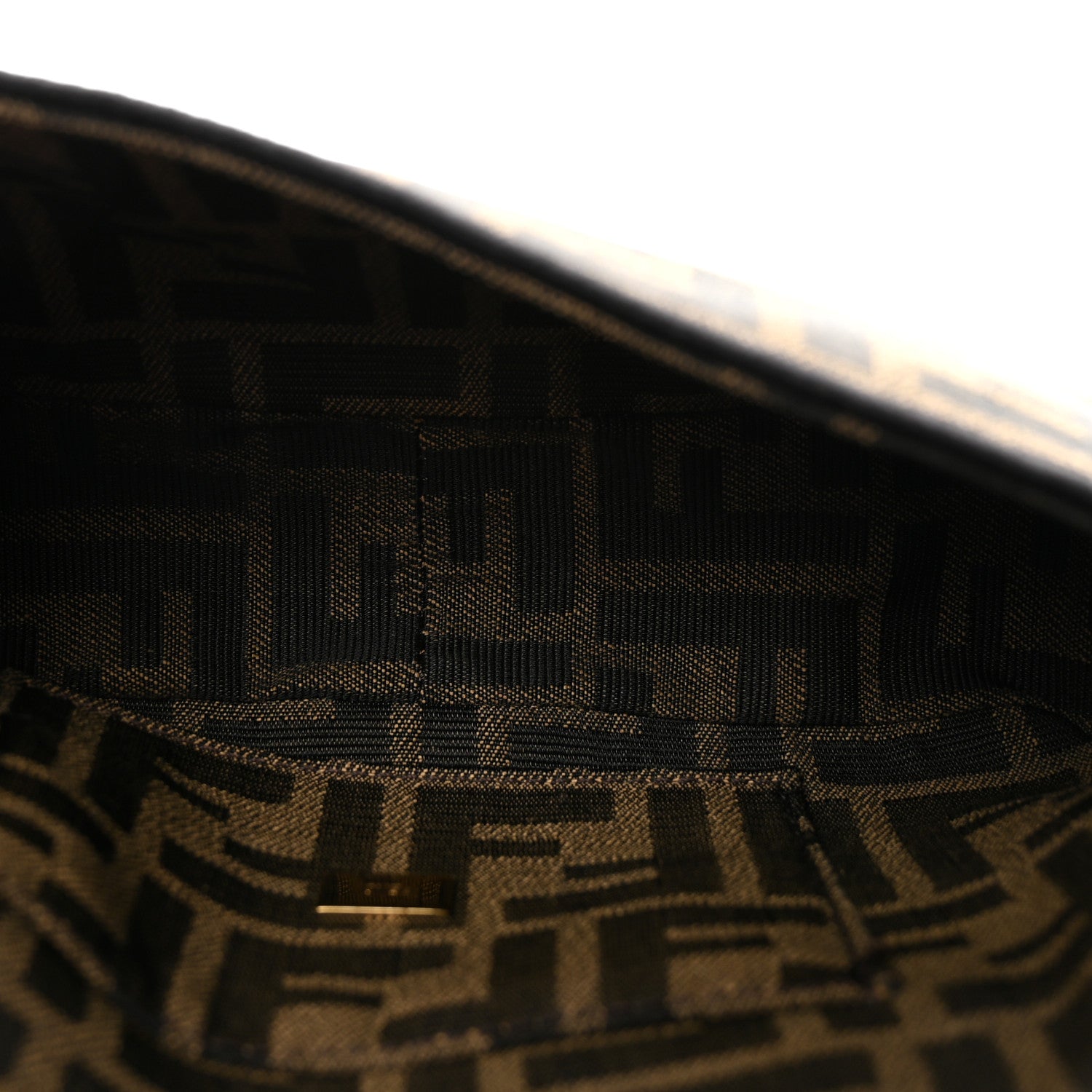 Fendi Fabric Jacquard FF 1974 Mini Baguette Tobacco Moro Black 5 of 9
