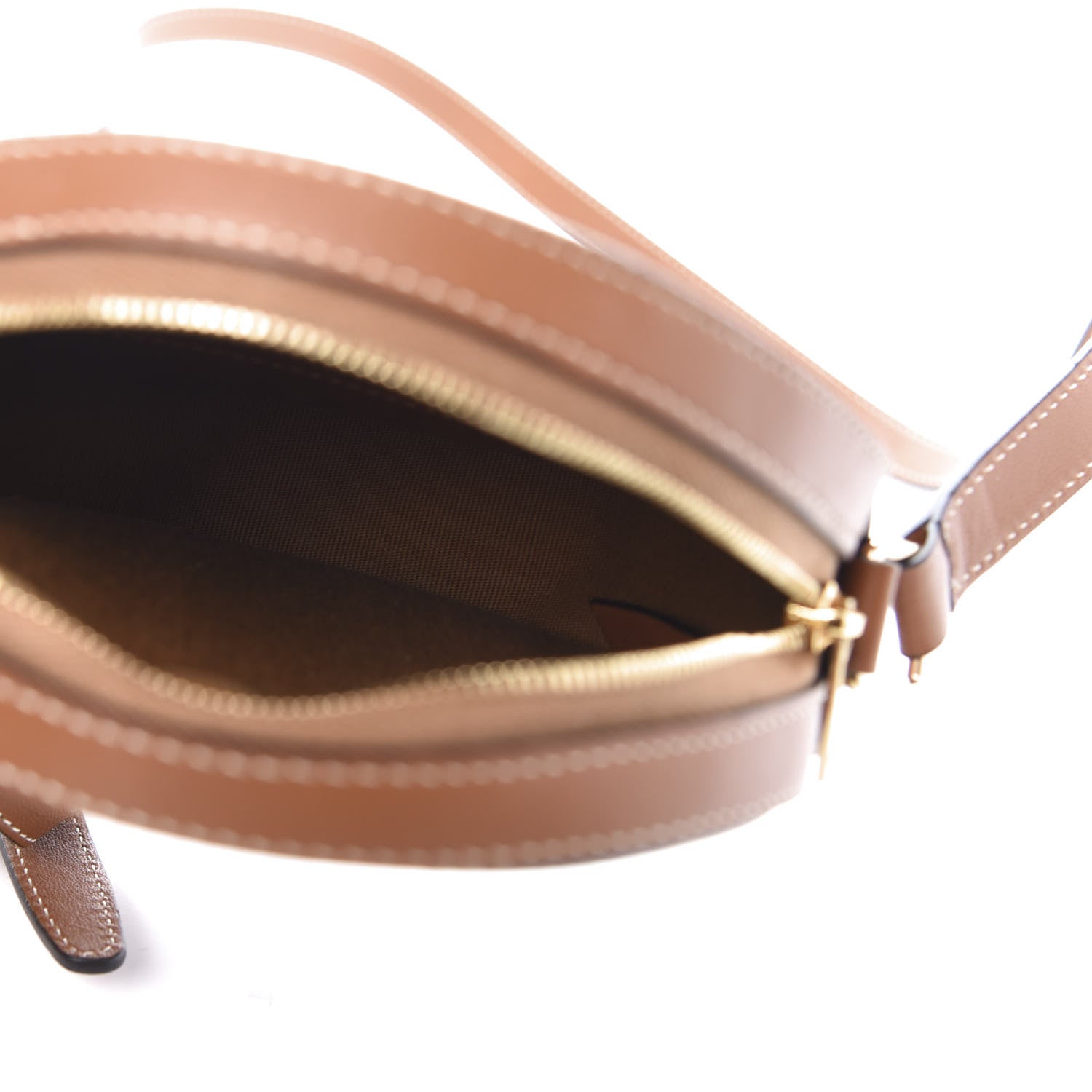 Celine Lambskin Triomphe Canvas Round Purse On Strap Black Tan 5 of 9