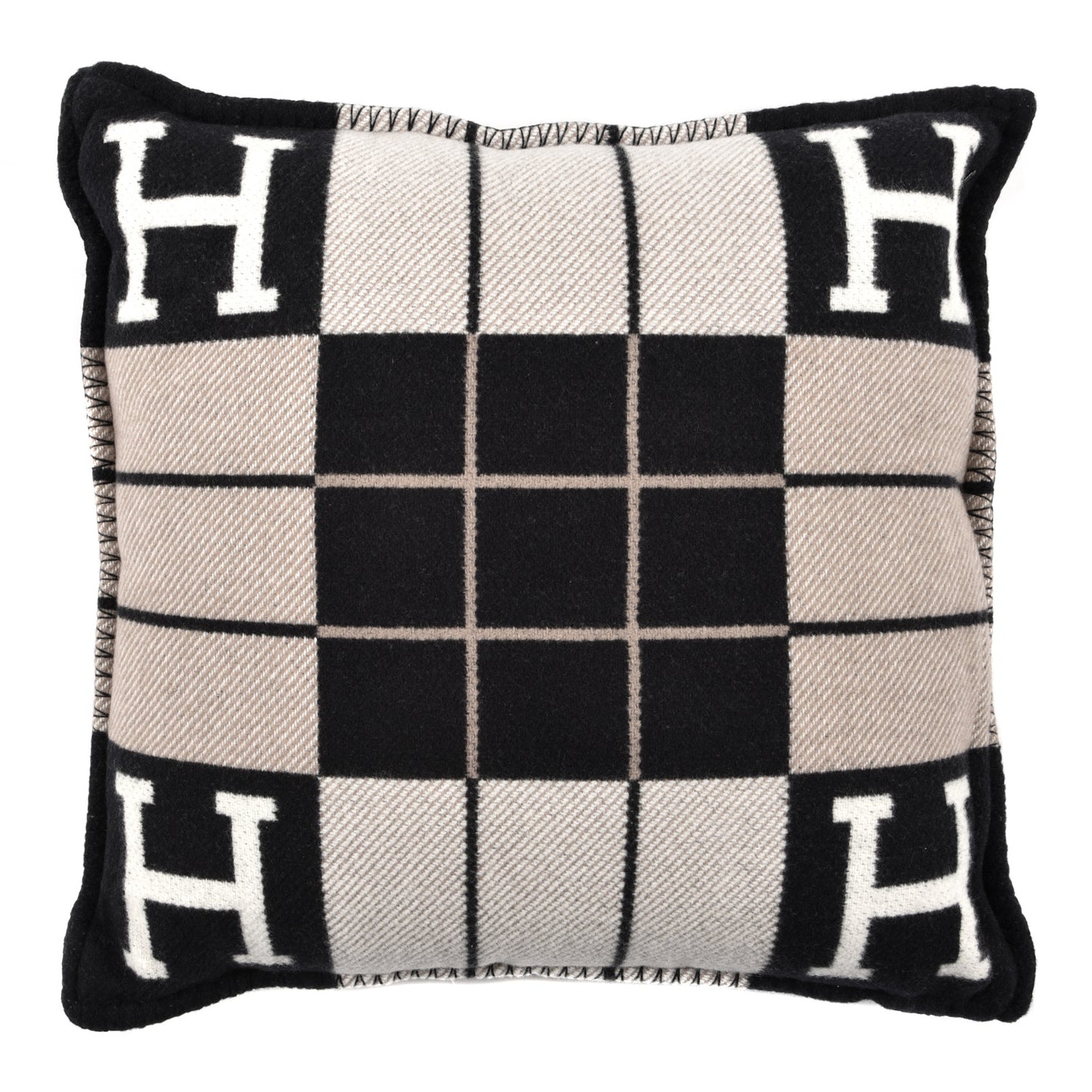 Wool Cashmere Avalon III Pillow PM Ecru Black