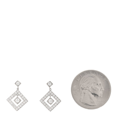 Tiffany Platinum Diamond Open Square Drop Earrings 2 of 5