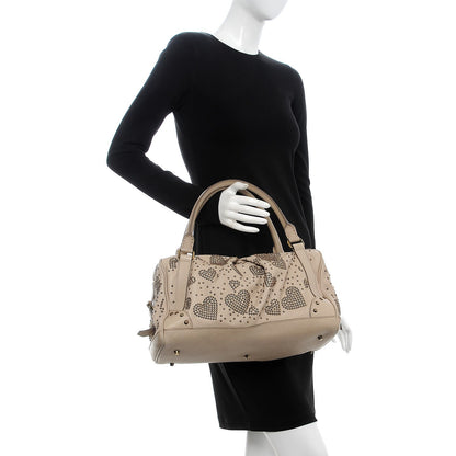 Burberry Calfskin Heart Studded Satchel Beige 3 of 16