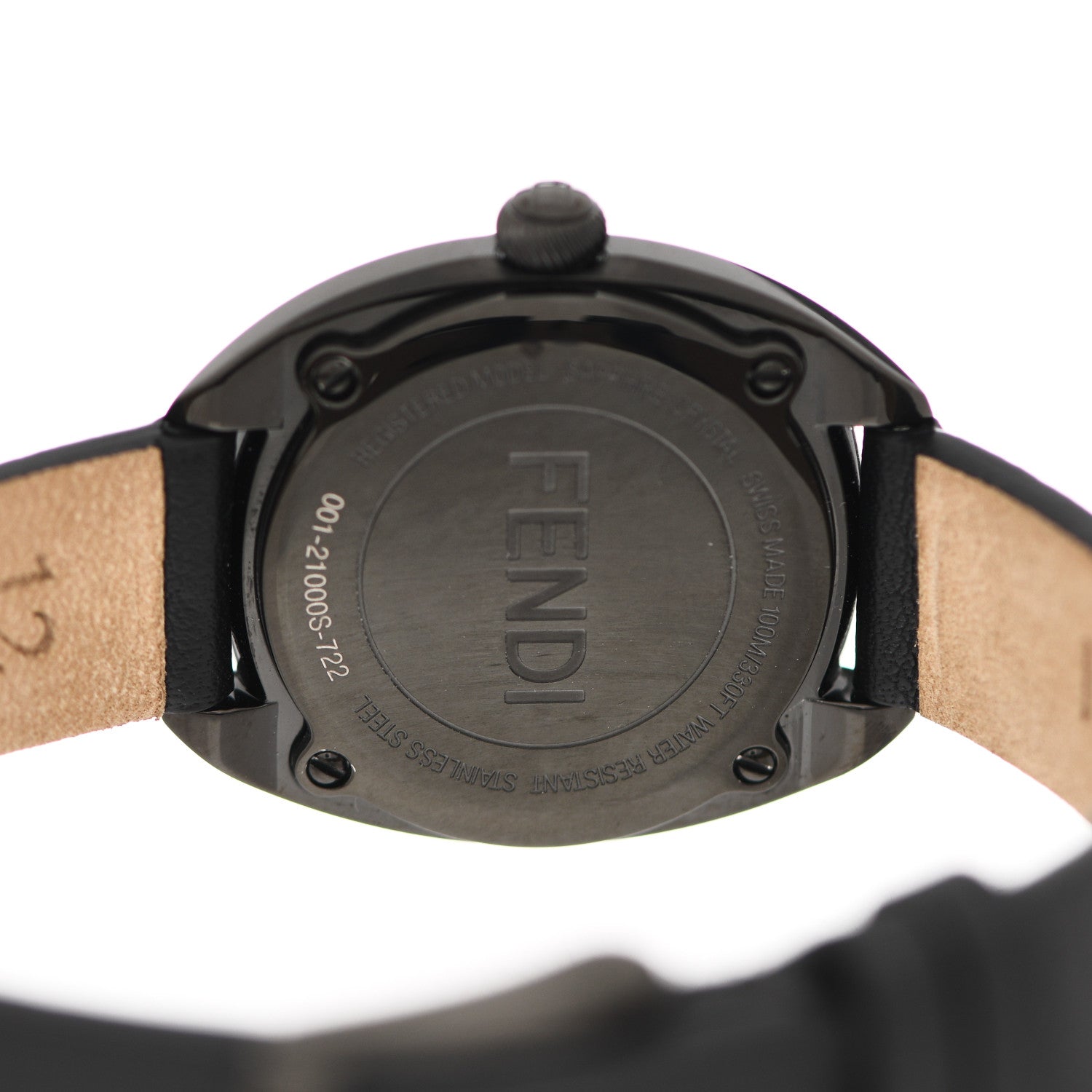 Fendi Stainless Steel Calfskin Diamond 26mm Momento Bugs Quartz Watch Black 4 of 5