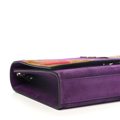 Saint Laurent Suede Patchwork Medium Classic Monogram Kate Satchel Purple 7 of 8
