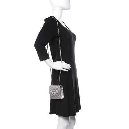 Chanel Metallic Lambskin Quilted Mini Trendy CC Clutch With Chain Silver 2 of 11