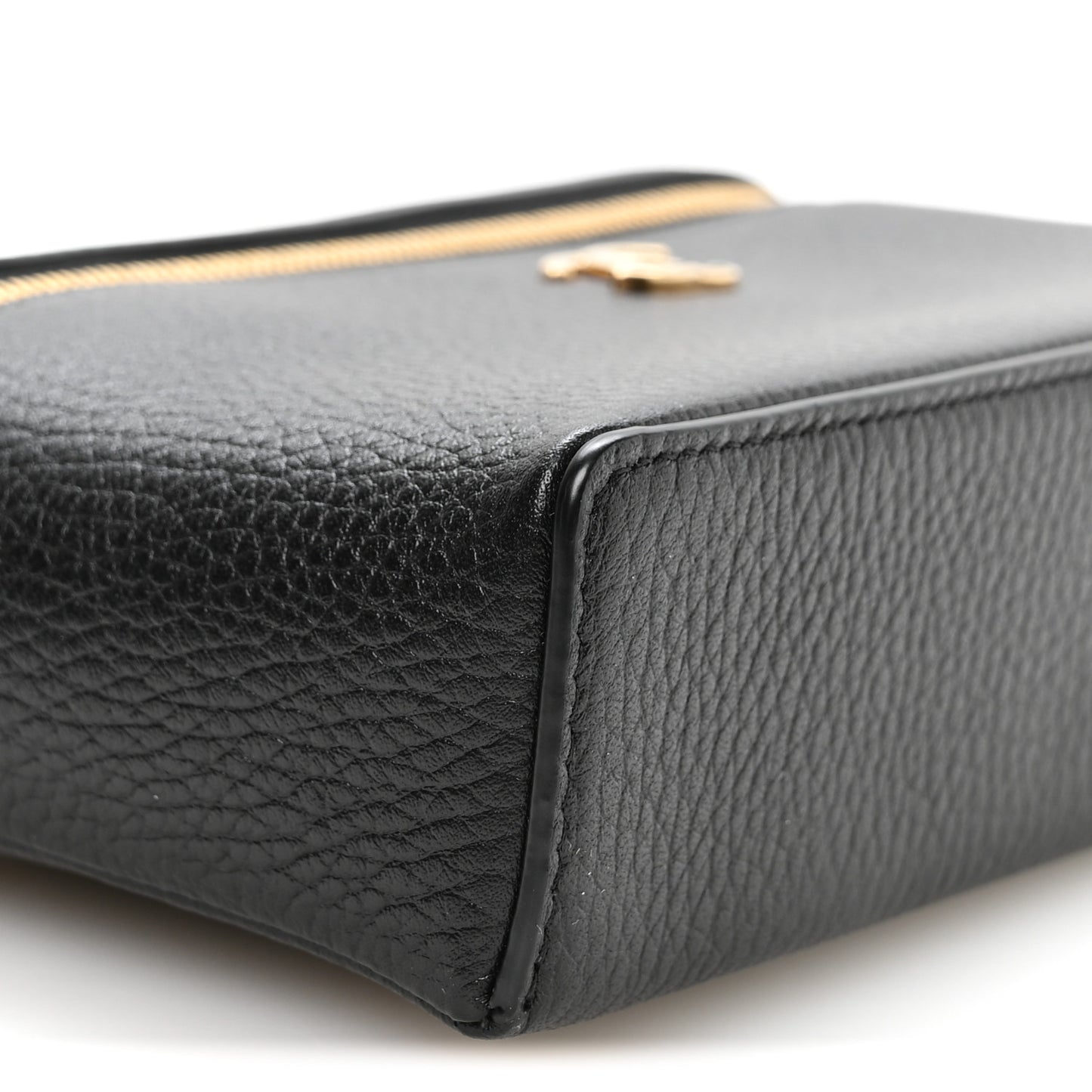 Grained Calfskin Small Supple Trapeze Vanity With Chain Black