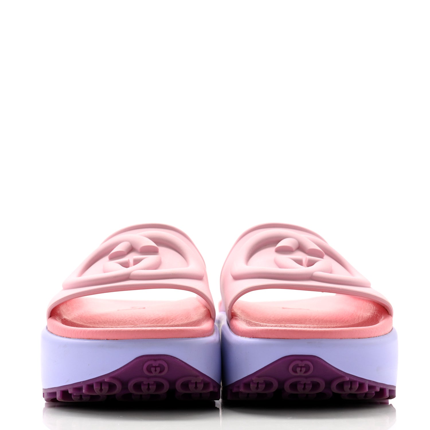Gucci Soft Rubber Womens Interlocking G Platform 42mm Slide Sandals 38 Sugar Pink 2 of 8