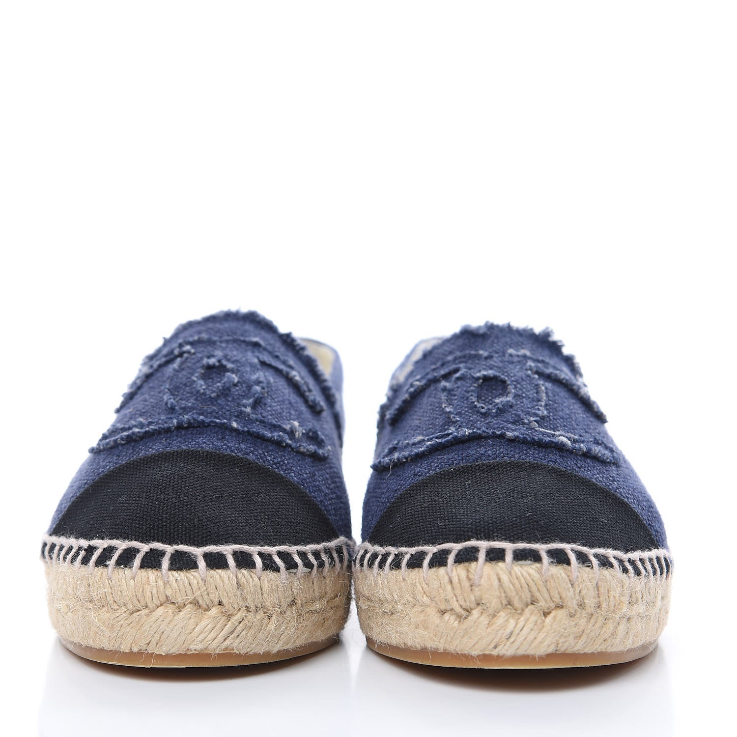 Chanel Linen CC Espadrilles 38 Blue Black 2 of 11