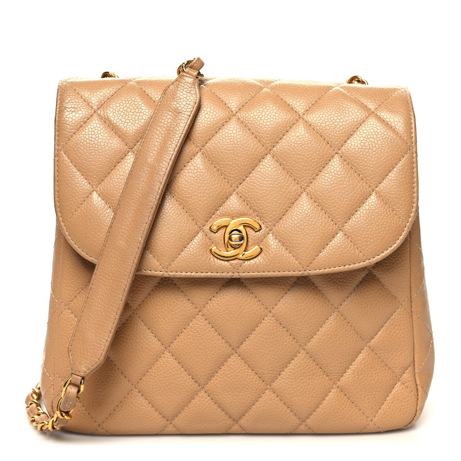Chanel Caviar Quilted Flap Shoulder Bag Beige 1 of 12