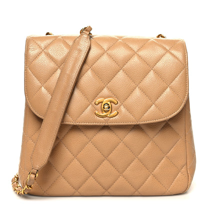 Chanel Caviar Quilted Flap Shoulder Bag Beige 1 of 12