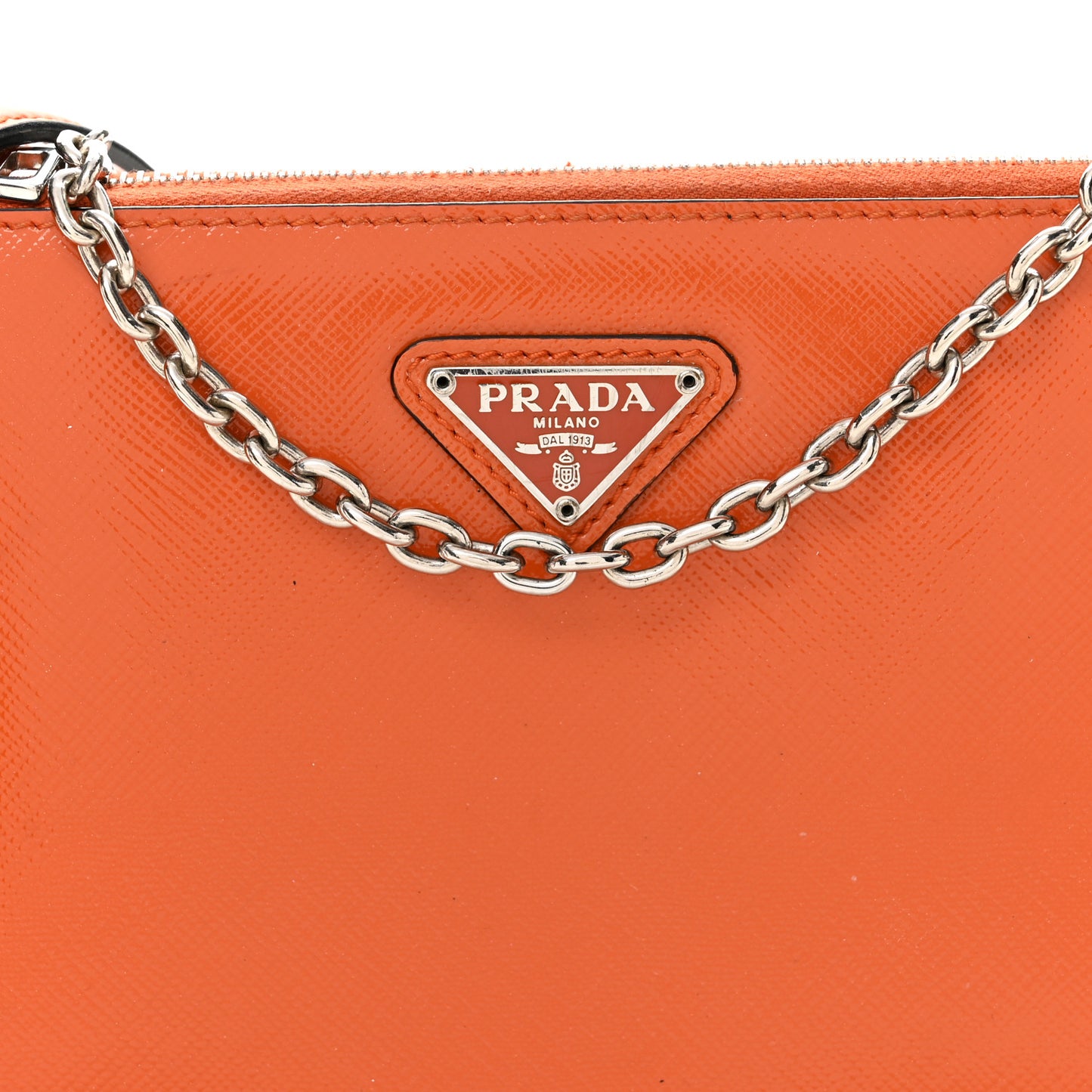 Saffiano Vernice Chain Crossbody Bag Papaya
