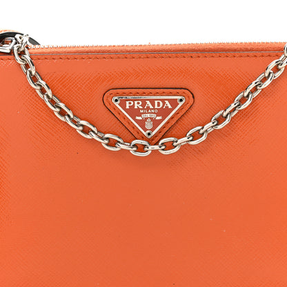 Prada Saffiano Vernice Chain Crossbody Bag Papaya 7 of 11