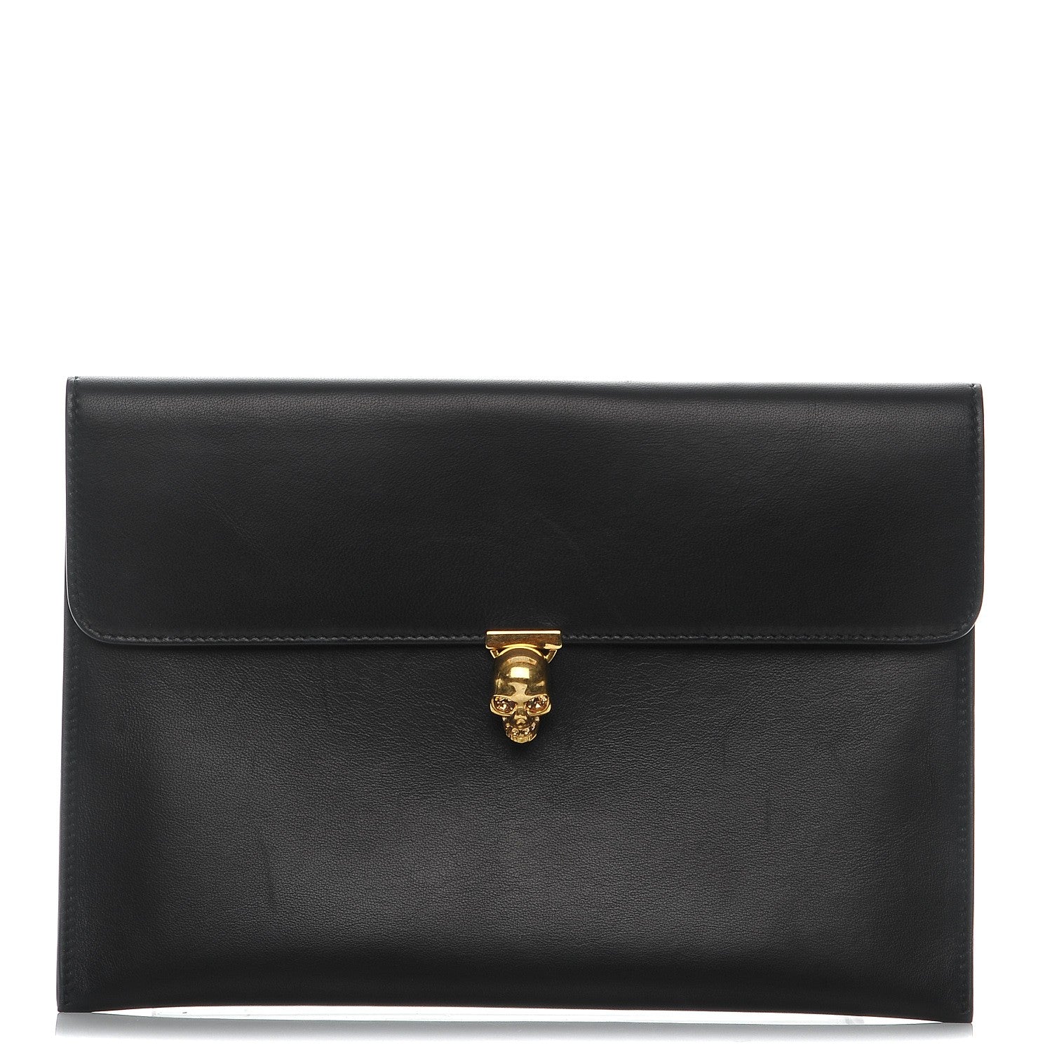 Alexander McQueen Calfskin Skull Envelope Clutch Black 1 of 6