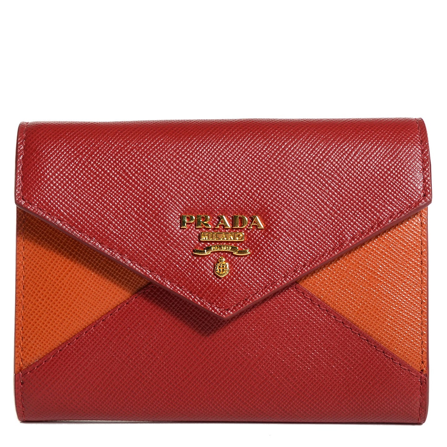 Saffiano Bi-Color Wristlet Wallet Fuoco Papaya
