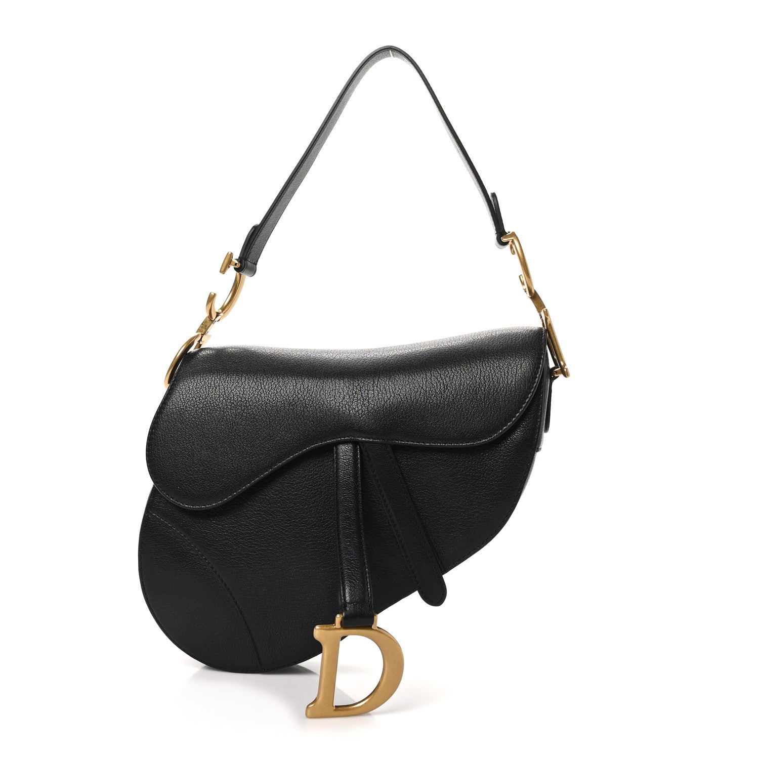 Christian Dior Shiny Goatskin Saddle Bag Black 1 of 10