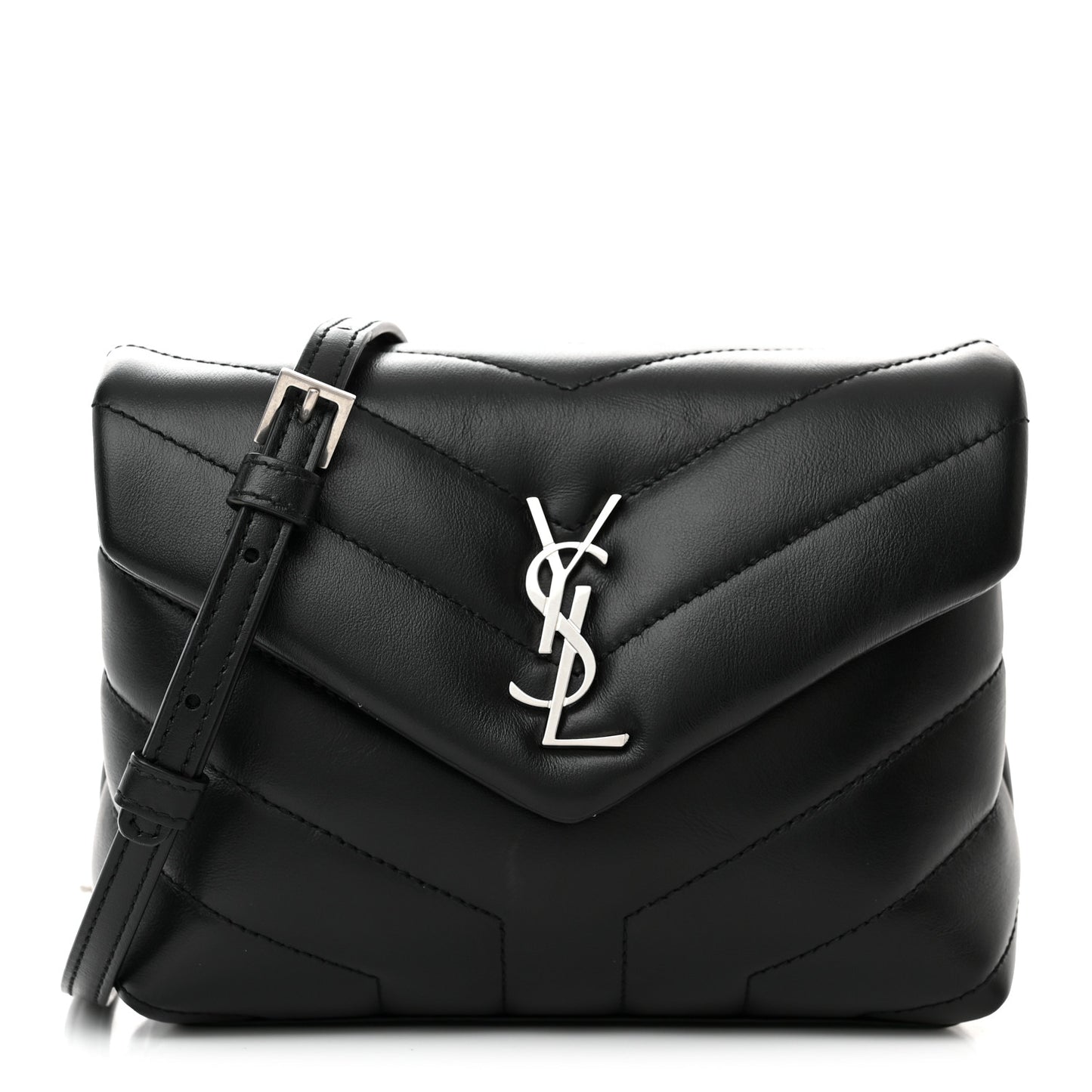 Calfskin Y Quilted Monogram Toy Loulou Crossbody Bag Black