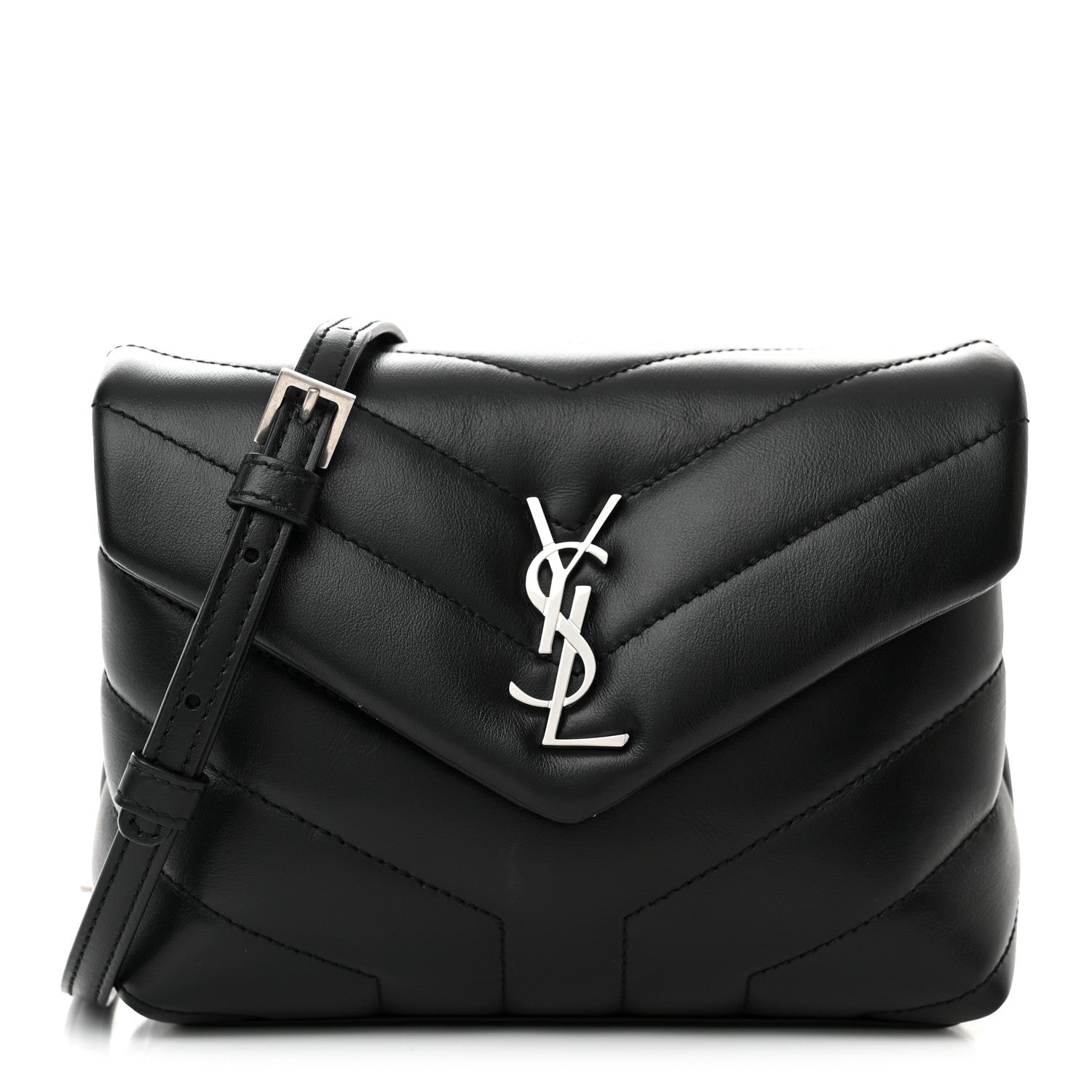 Saint Laurent Calfskin Y Quilted Monogram Toy Loulou Crossbody Bag Black 1 of 10