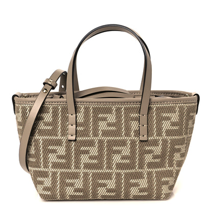 Fendi Denim Jacquard FF Effect Vitello Grace Mini Roll Tote Dove White Dove 1 of 11