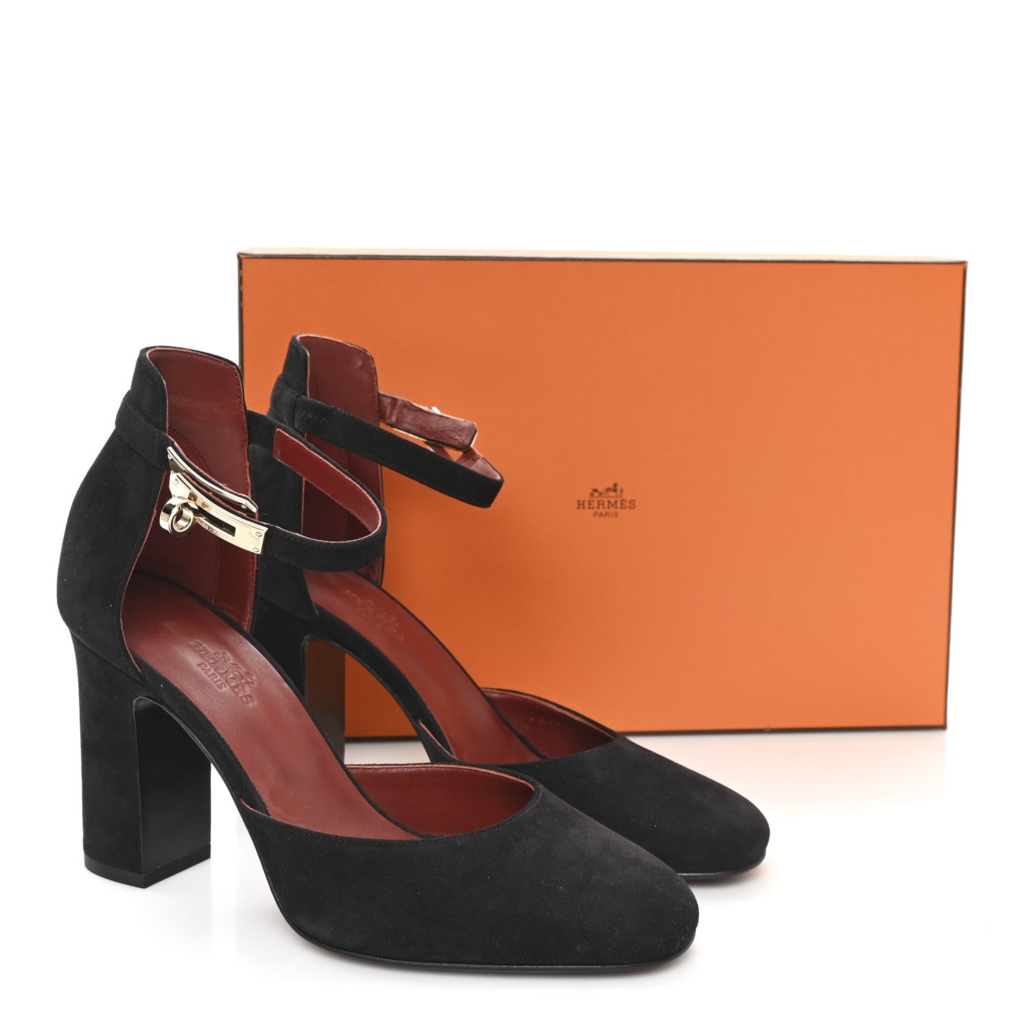 Hermes Suede Goatskin Baby 90 Pump 37 Black 10 of 10