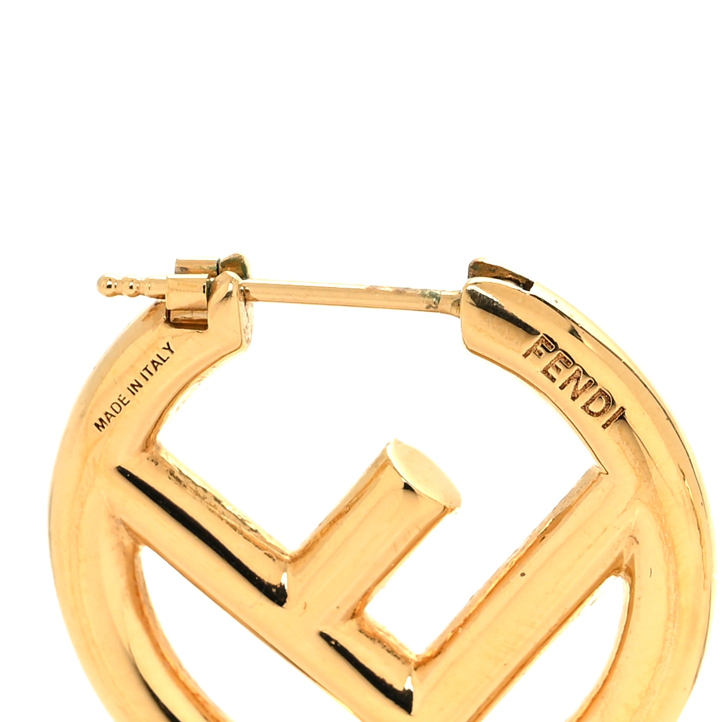 Metal FF Hoop Earrings Gold
