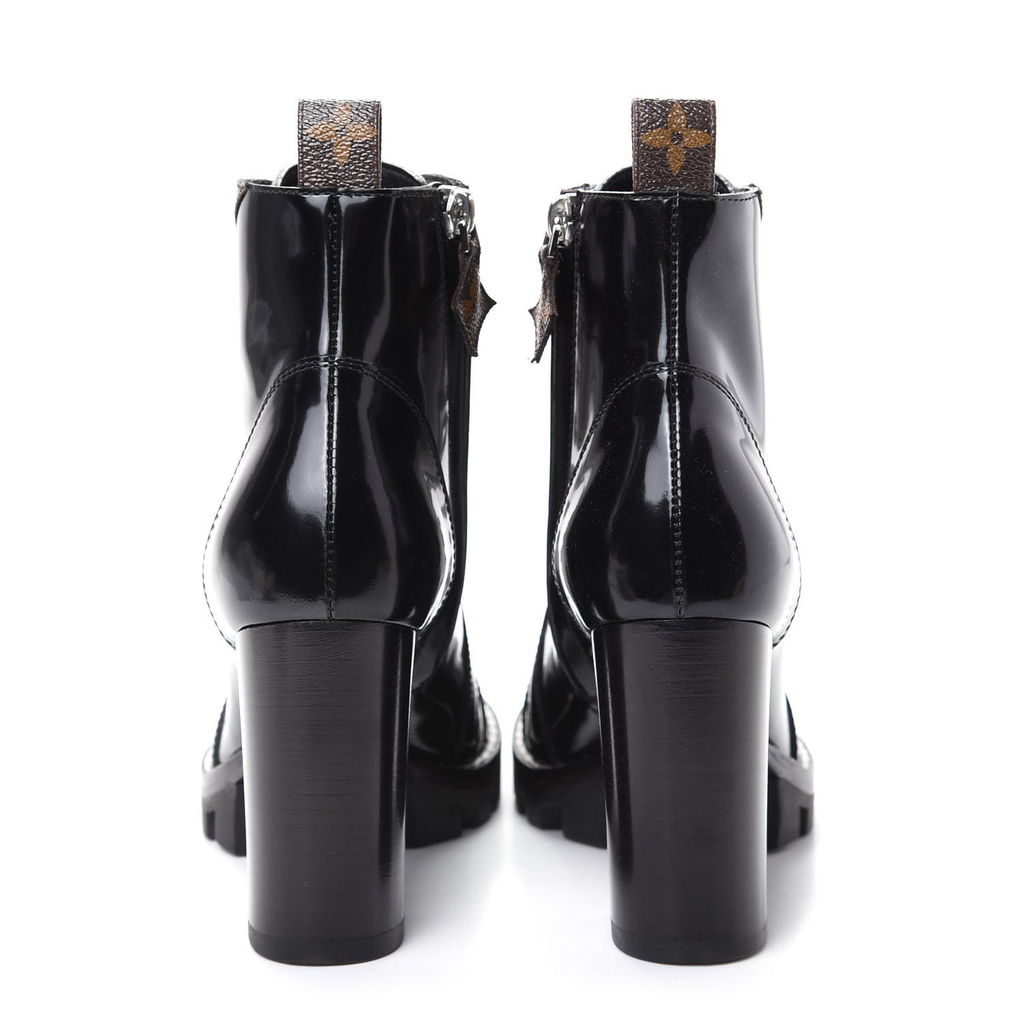 Patent Calfskin Monogram Star Trail Ankle Boots 36 Black