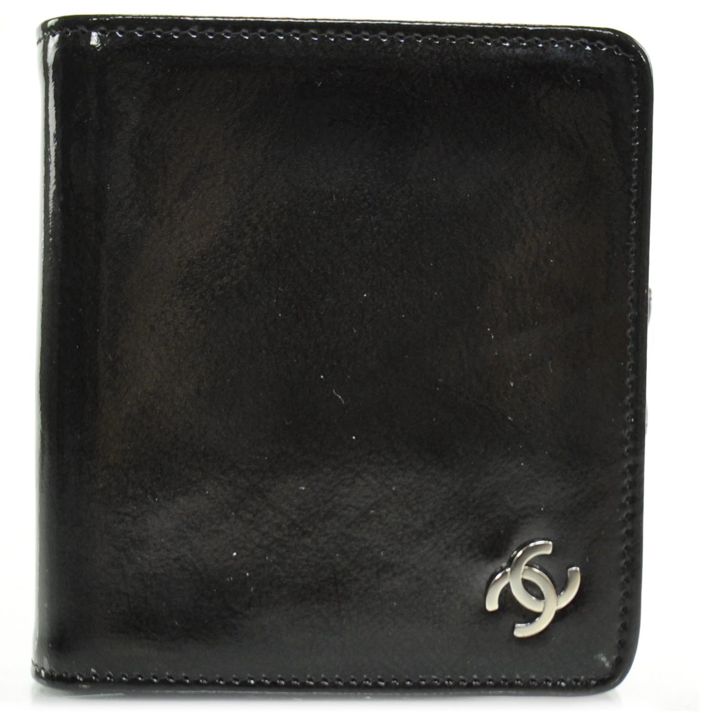 Patent Compact Zip Wallet Black
