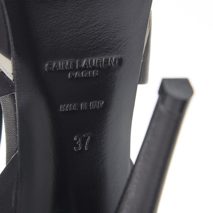 Saint Laurent Calfskin Tribute 105 Platform Sandals 37 Black White 6 of 10